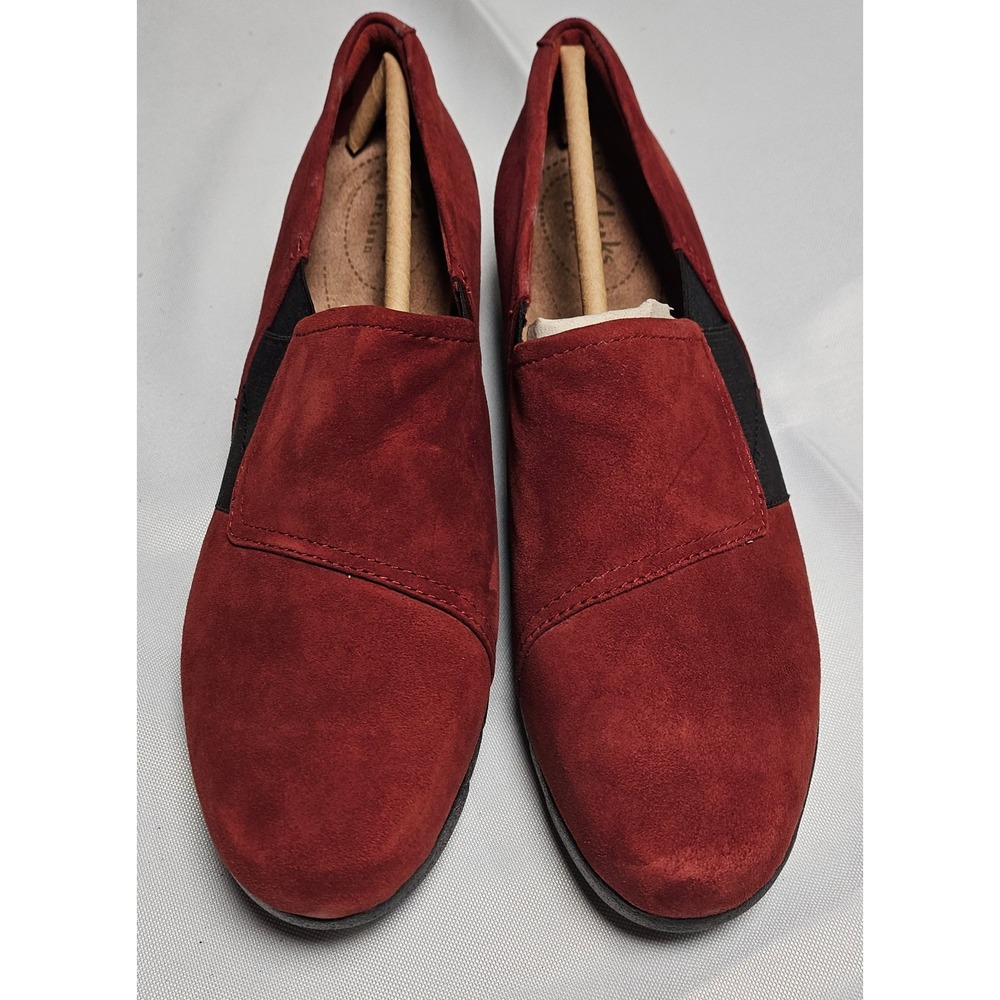 Clarks Daelyn Monarch Rust Suede Slip On Wedge Shoes Women US 7 M NIB